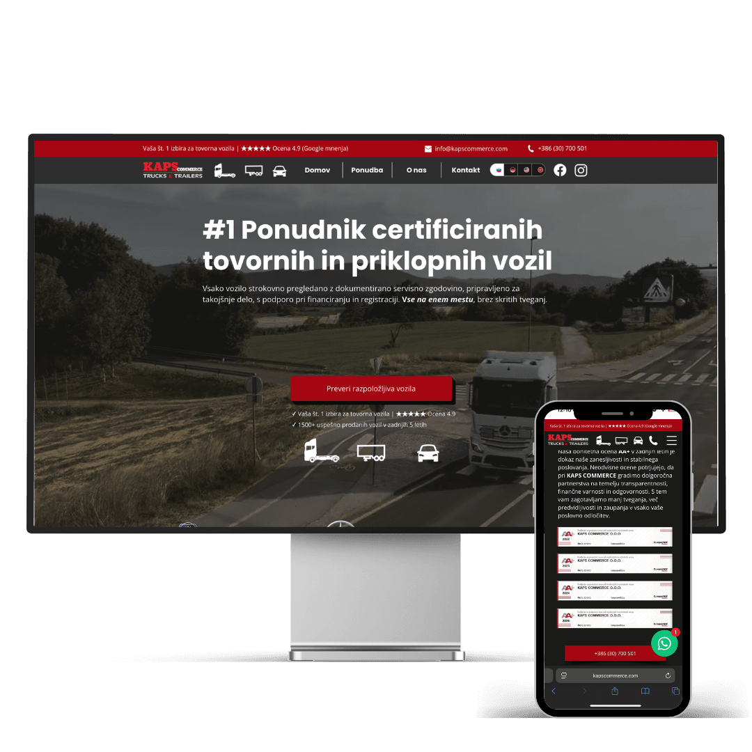 KAPS Commerce — predogled spletne strani