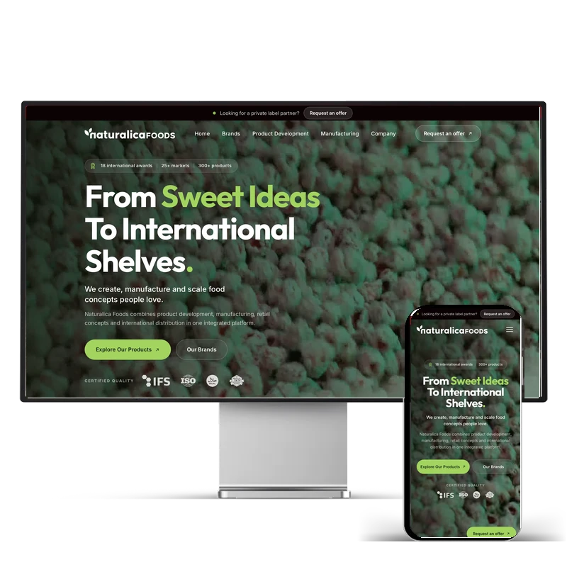 Naturalica Foods website by Website Gorillas